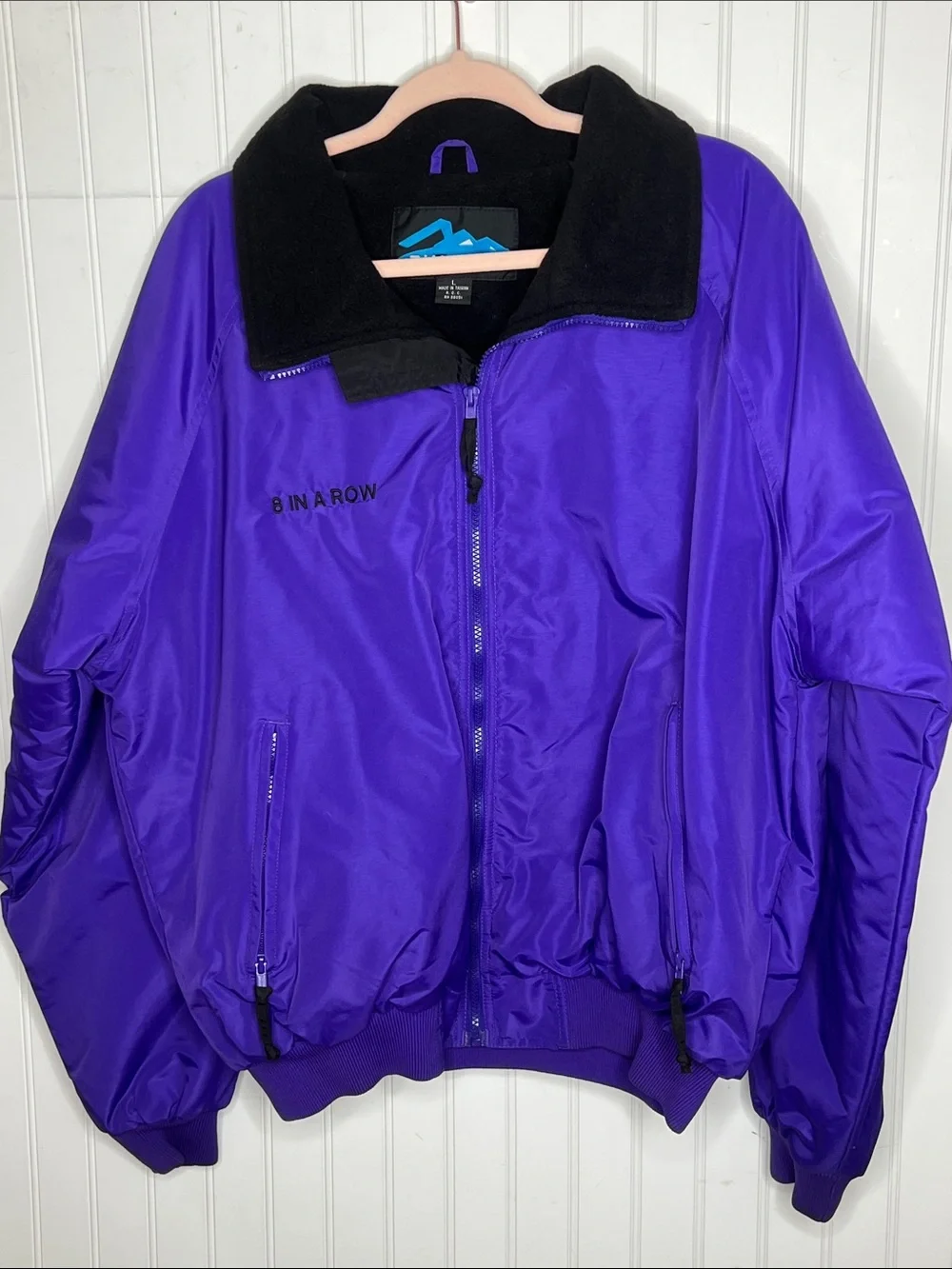 Purple Bomber Jacket with Vintage Car Embroidery